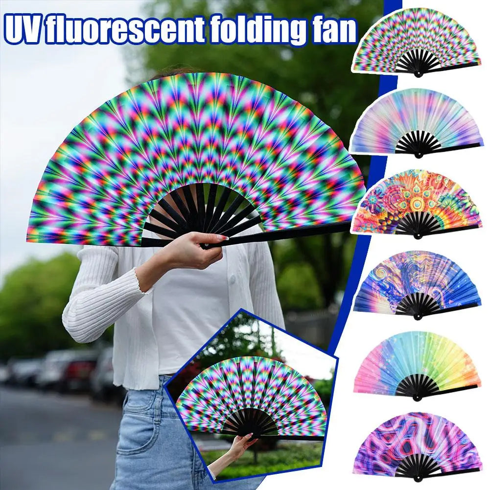 éventail pliant moderne multicolore motifs floraux géométriques opacité festive