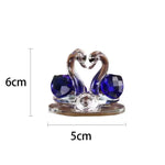 décoration maison sculpture cygne transparent violet bleu réaliste artisanal moderne base circulaire