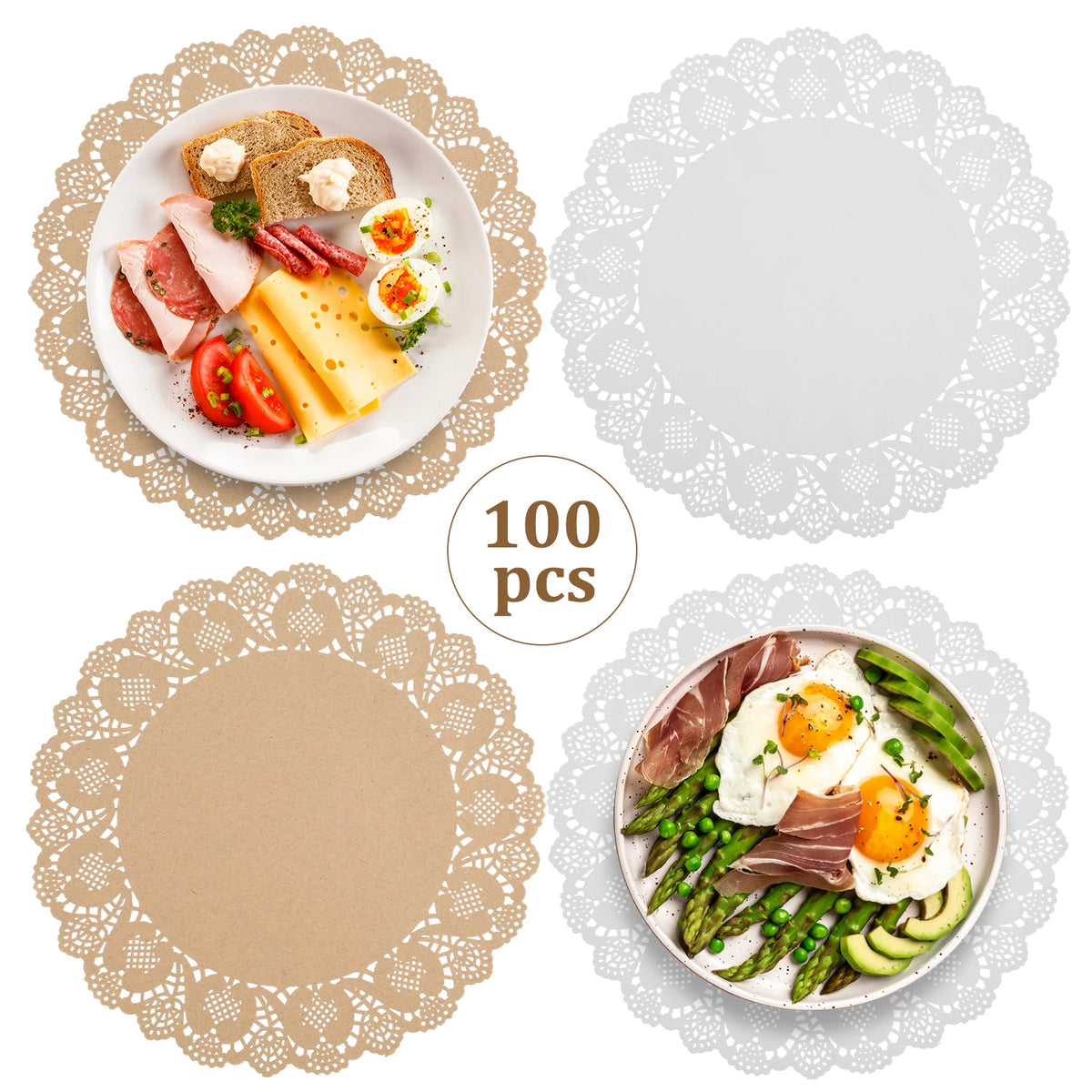 serviettes table dentelle blanc beige classiques respectueux environnement 34cm 100 pièces
