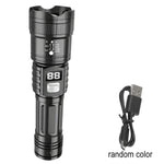 torche led rechargeable super lumineuse 10000lm noir texturée affichage batterie étanche camping