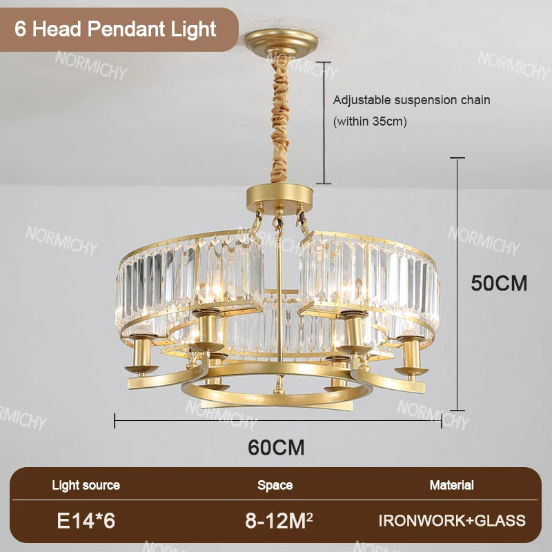 lustre moderne doré transparents rectangulaires corde salon chambre