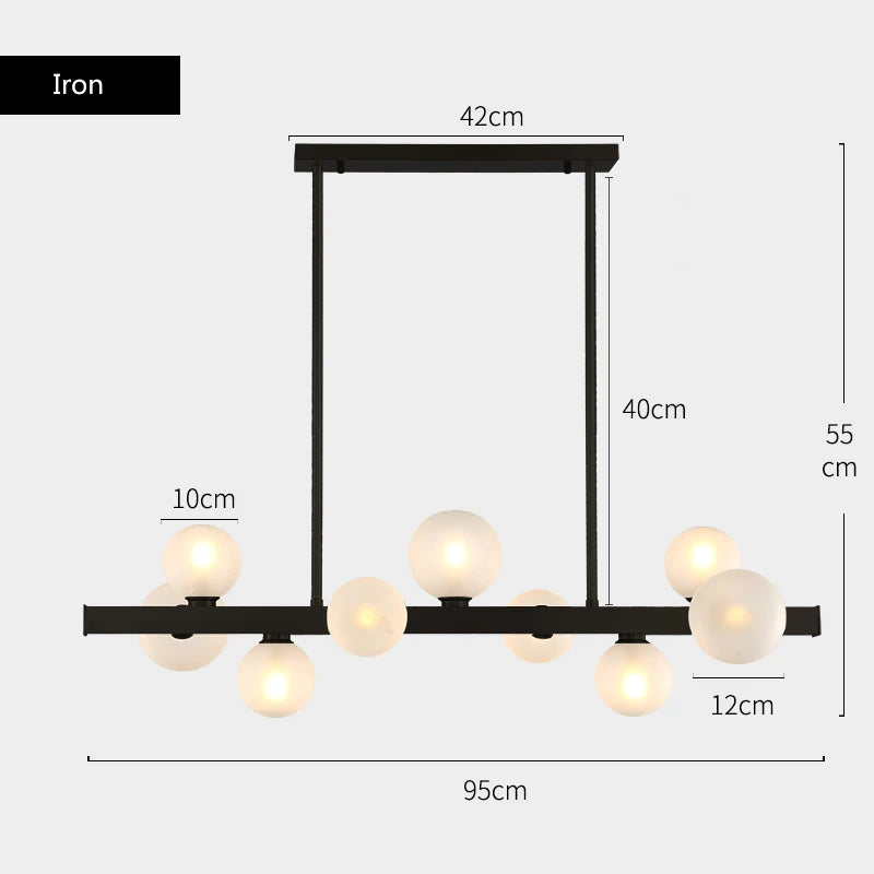 suspension lumineuse moderne boules translucides or blanc ampoules led 12 têtes cuivre