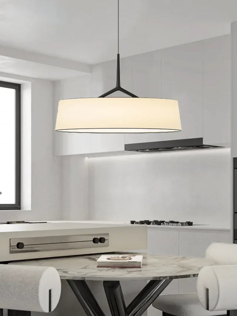 suspension lumineuse moderne minimaliste abat jour blanc structure marron texturé métal 90 260V