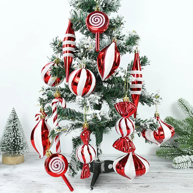 Ornement de Noël canne en bonbon vue rapprochée