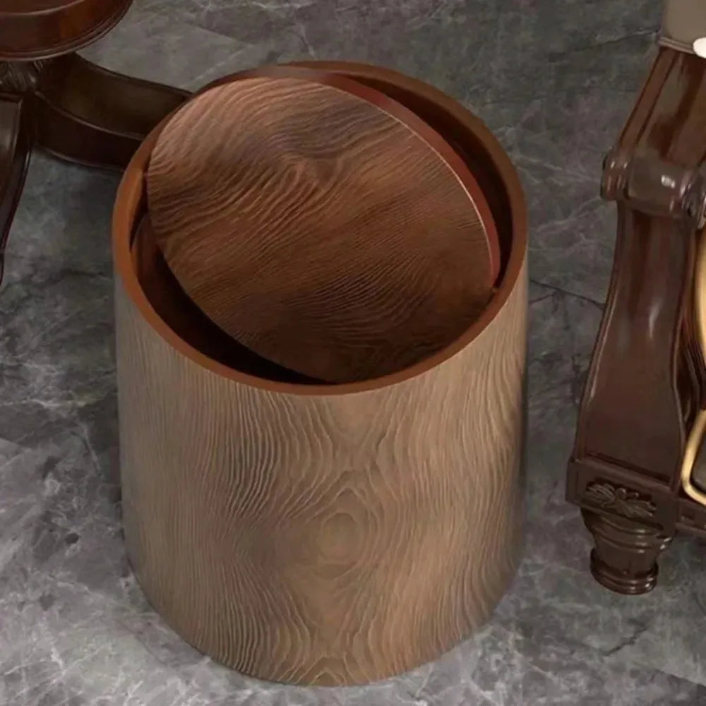 seau stockage marron foncé grain bois moderne grande capacité opacitéintérieur decoration
