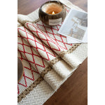 serviette table géométrique blanc rouge beige moderne ethnique