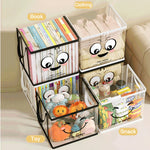 boîtes rangement transparentes moderne noires blanches souriantes FULL OF ENERGY TIDY STORAGE cordon serrage