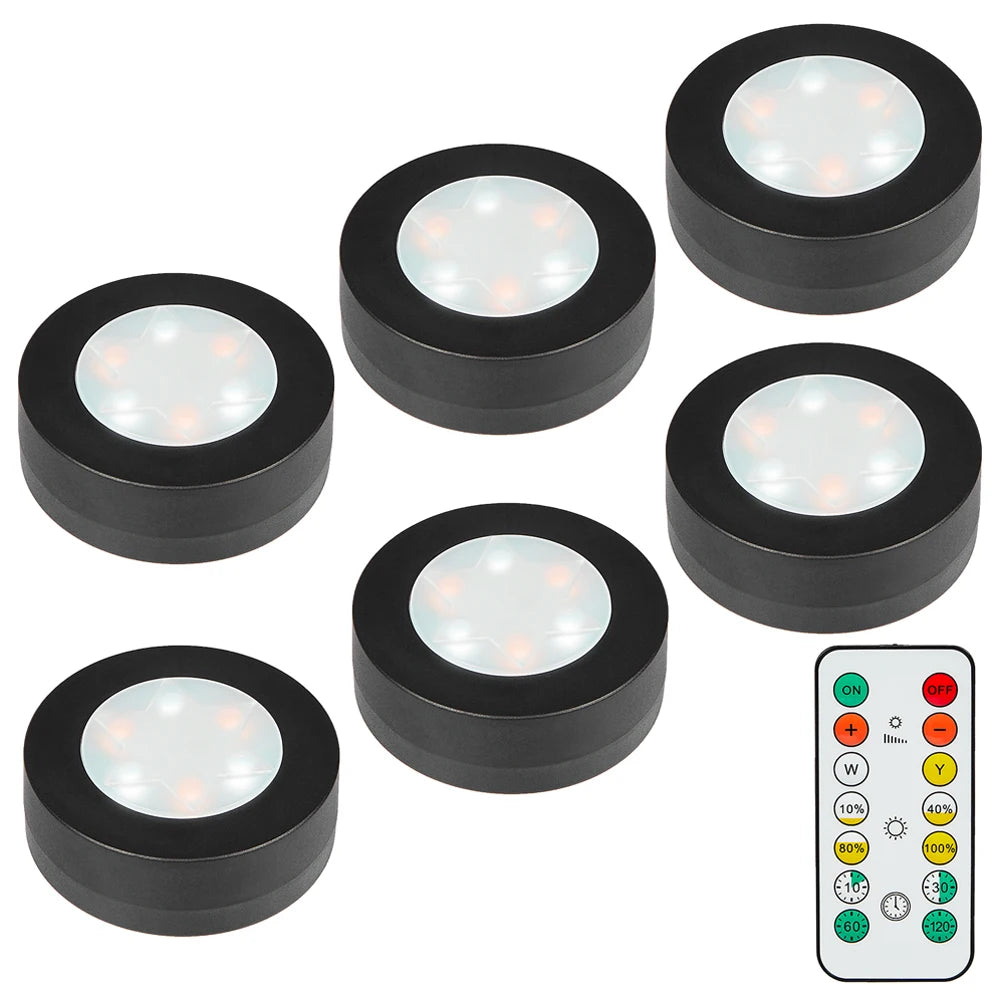 lampe led ronde noir blanche télécommande éclairage nuit chambre placard rechargeable batterie sèche moderne