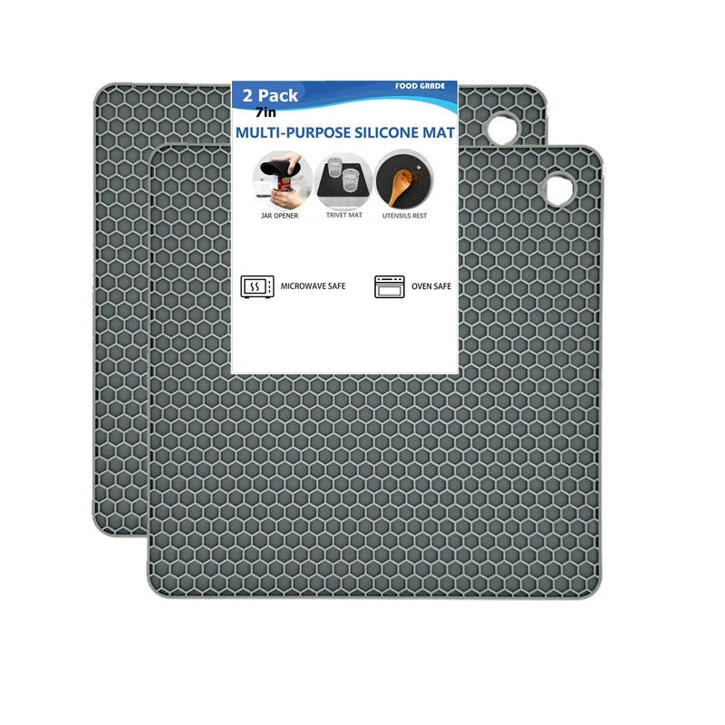 tapis protection cuisine silicone moderne hexagonal gris respectueux environnement 7in rond 7.08in carré