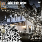 guirlande lumineuse solaire 100 led blanc moderne extérieure ip65 autoinstallation festive décors