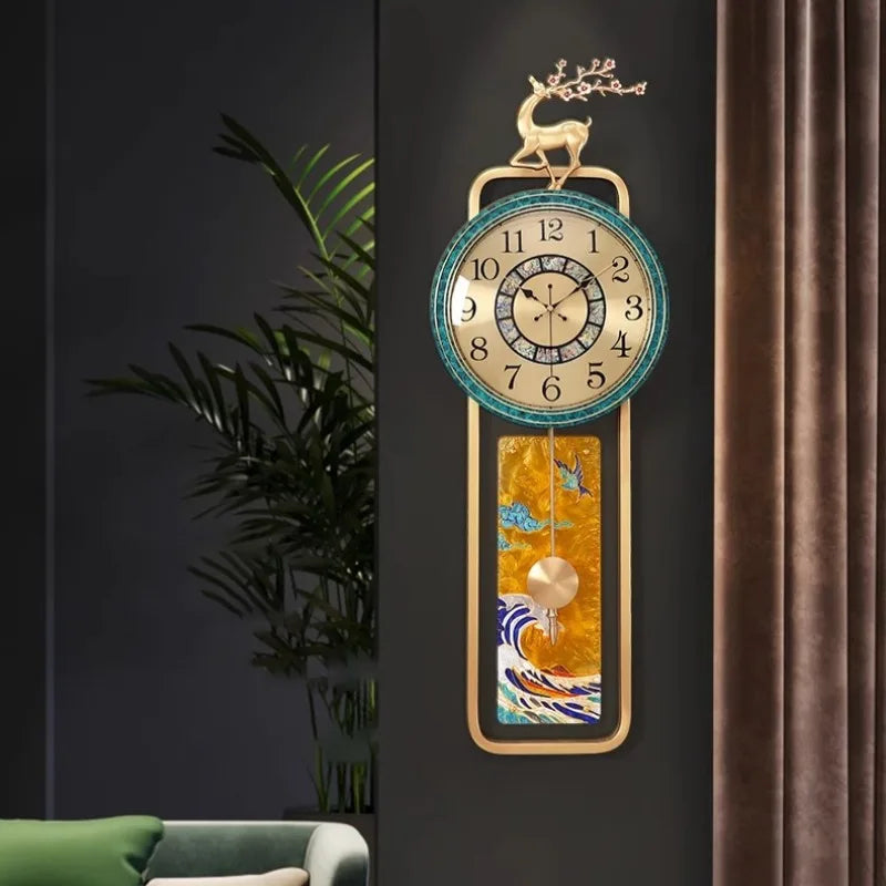 horloge murale moderne or noir figurine cerf abstraite décoration chambre salon
