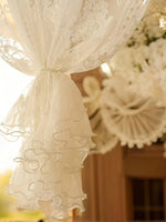 rideau blanc broderie florale translucide ruban décoratif classique tout saison maison decoration