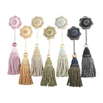 pompons rideau dorés tissés noeuds traditionnels fixations accessoires décoration intérieure textiles maison