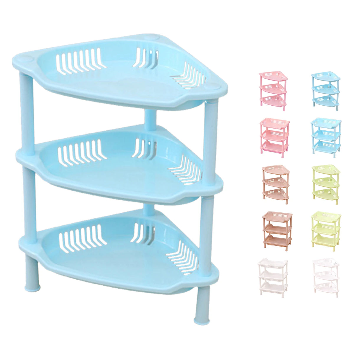 étagère modulaire salle bain niveaux rangement moderne réutilisable plastique sans BPA rose bleu vert