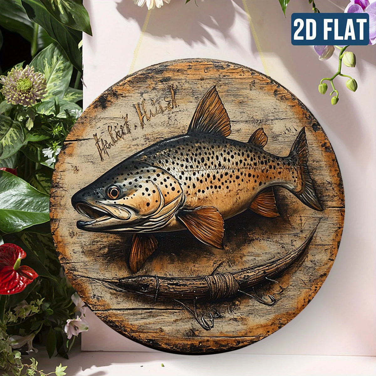 plaque murale bois poisson saumoné 20x20cm occasion anniversaire noël mariageOpaque 3D cordelette déco chambre