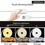 ruban led néon blanc flexible moderne adhésif prise usb bouton tactile étanche 1m 5m