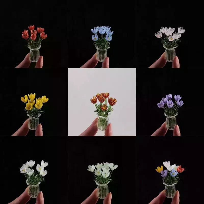 bouquet artificiel fleurs simples orange bleu blanc jaune violet moderne minimaliste décoration maison cadeau