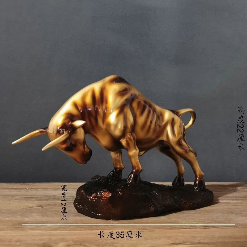 statuette taureau doré réaliste décoration maison occasionnellement cadeau anniversaire noël mariage