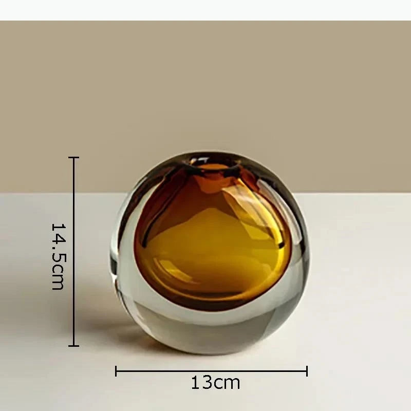 vase verre transparent moderne vert marron gris plante artificielle decoration table