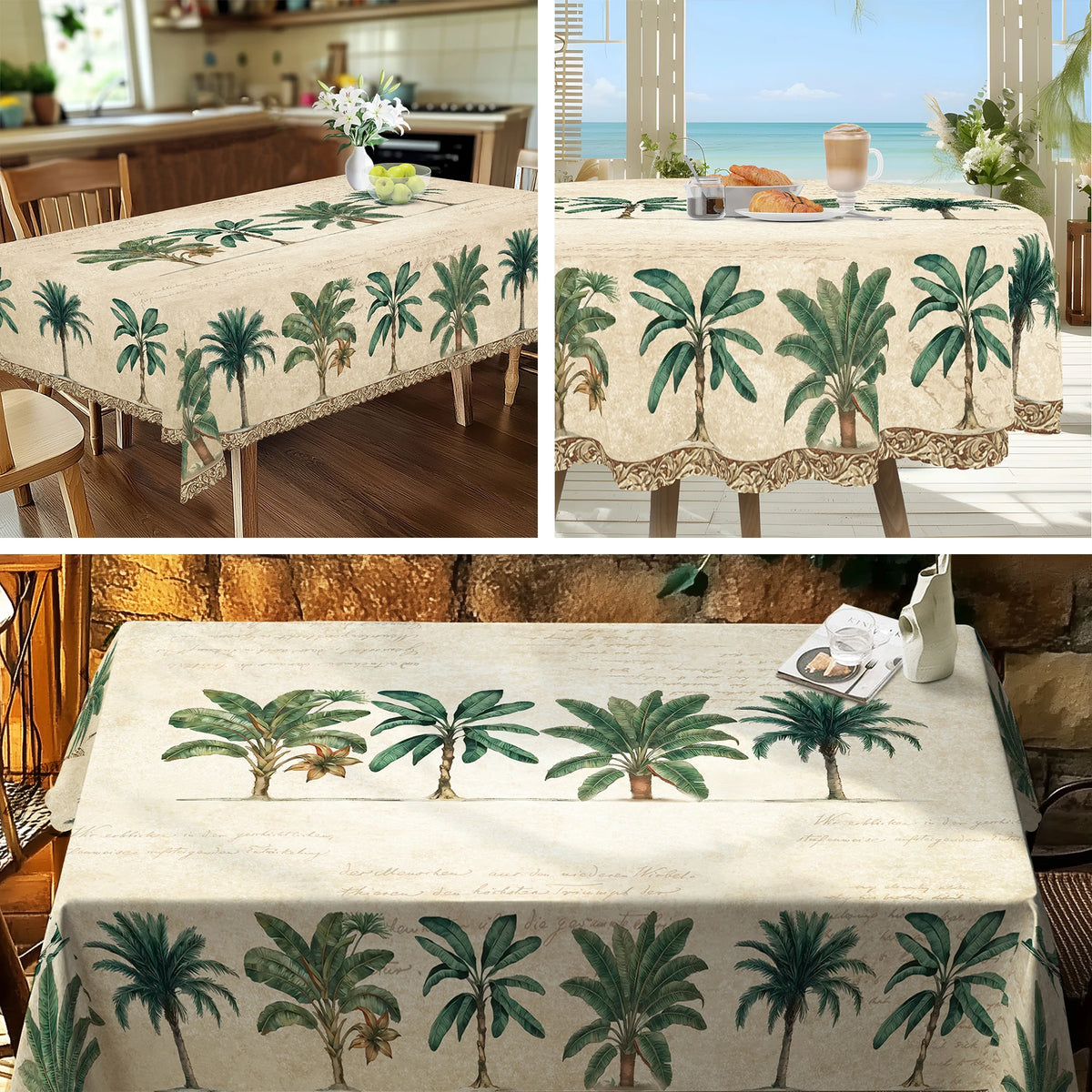 nappe tropicale palmiers beige verte moderne décoration extérieure mariage fête opaquemaxlengtherror