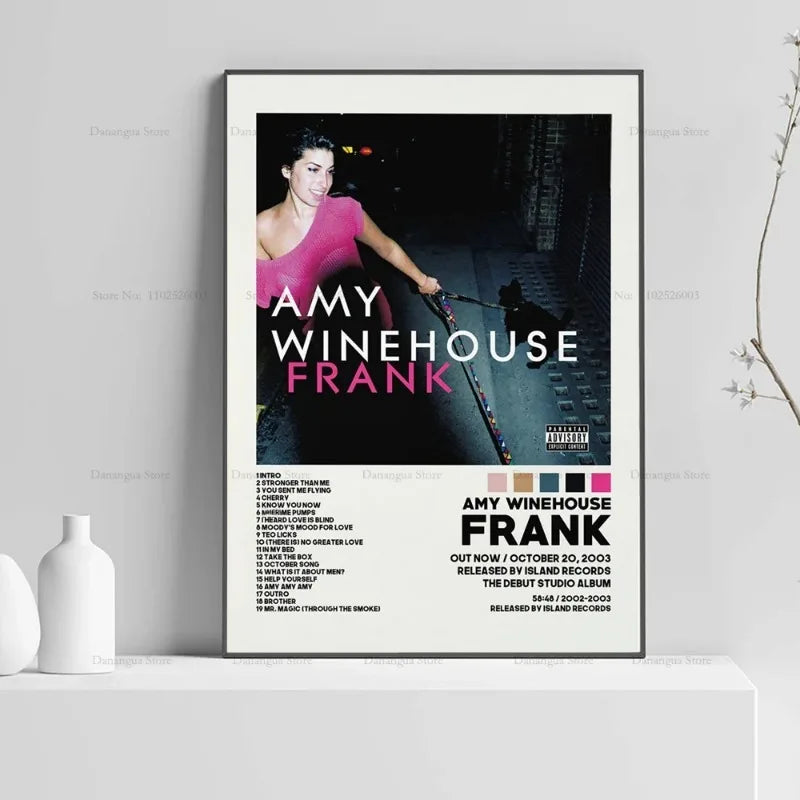 affiche amy winehouse noir blanc minimaliste moderne musique chanteuse toile photo décoration murale simple