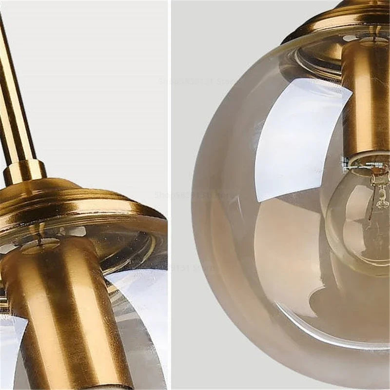 Suspension lumineuse moderne transparente câble doré brillant salon chambre étudiante