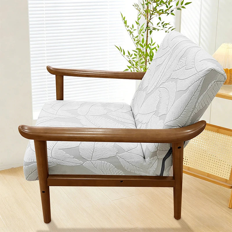 housses fauteuil moderne polyester imprimé feuilles marbre blanc gris bleu vert opaques