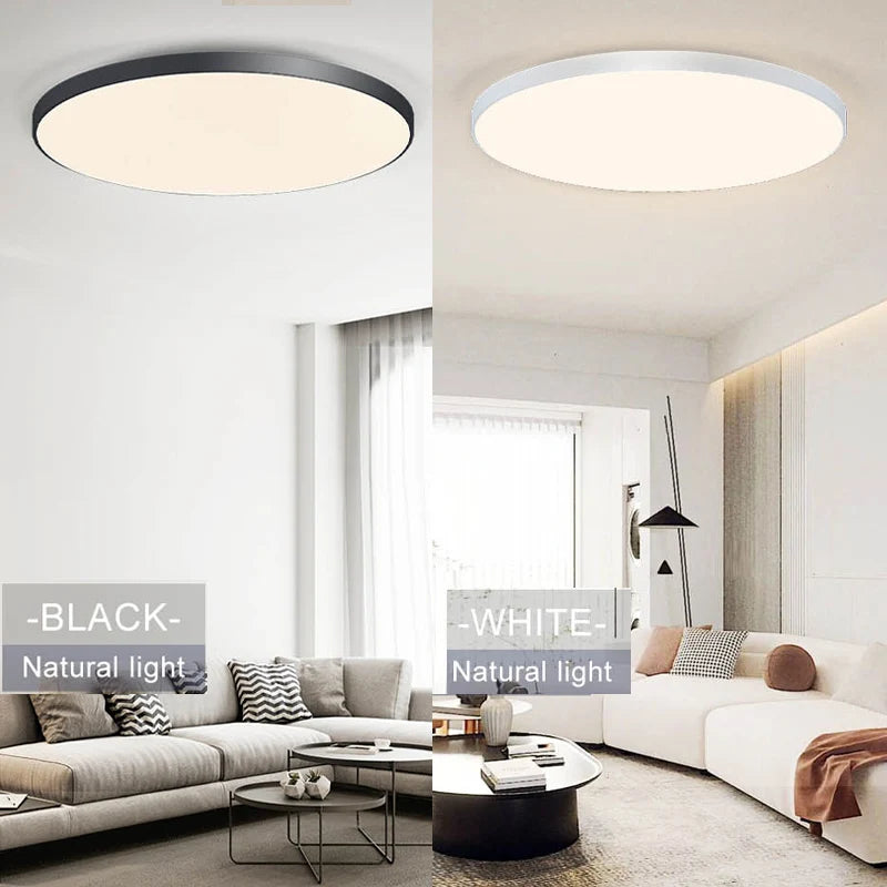 plafonnier led moderne télécommande application blanc noir minimaliste