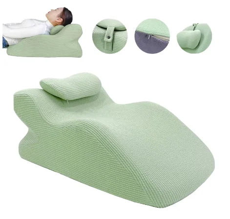 oreiller sommeil mousse mémoire forme rectangulaire texture bulles couleur vert clair ergonomique support cou