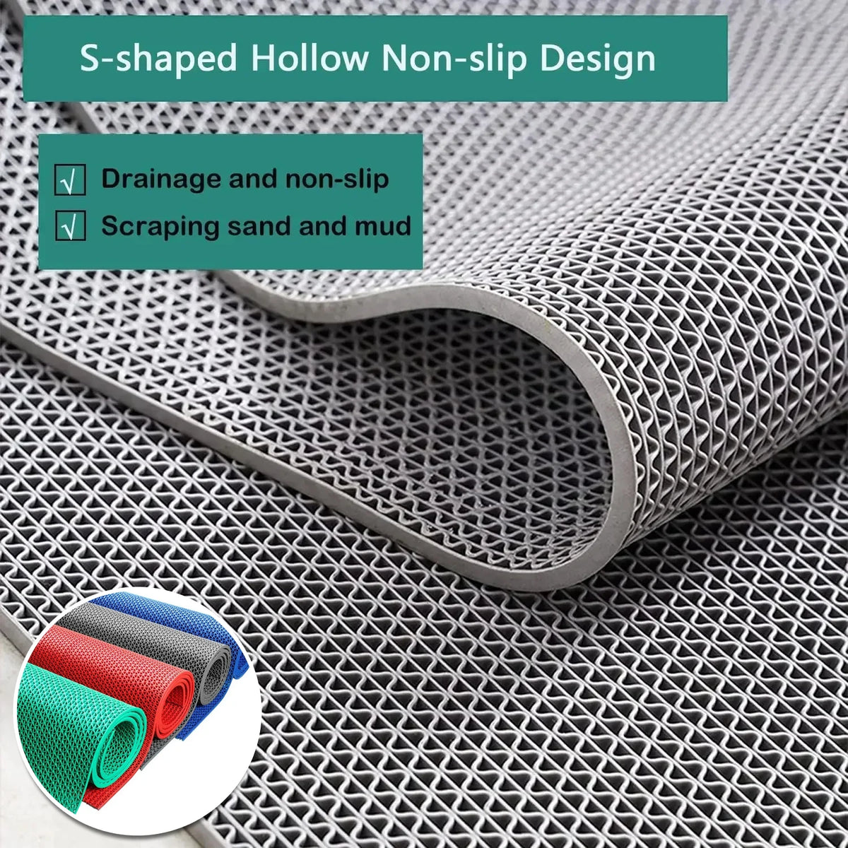 tapis sol imperméable antidérapant pvc moderne quick drainage respectueux environnement vert rouge gris 40x90cm