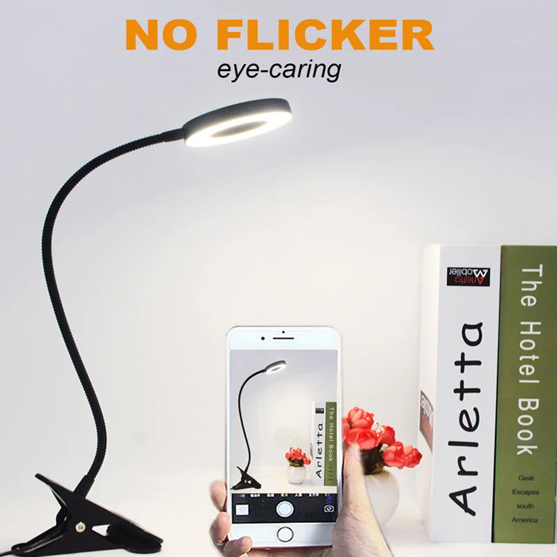 lampe pince noir led flexible ajustable contemporaine eye protection minimaliste
