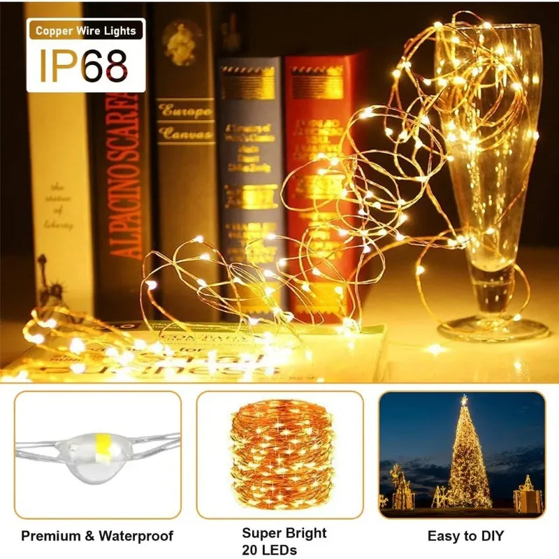 guirlandes lumineuses led blanc doré moderne decoration maison noel batteries included
