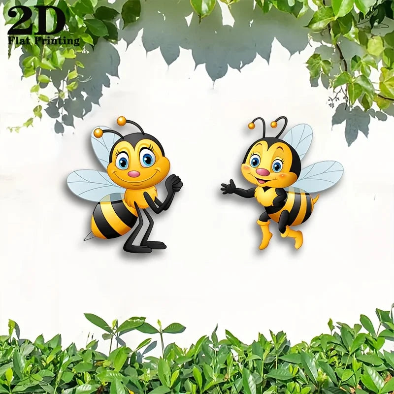 décoration murale 2d abeilles autocollants jaune noir blanc patio jardin