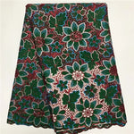 tissu polyester dentelle fleurs feuilles mariage vert jaune rose bleu marron opaque écologique soluble