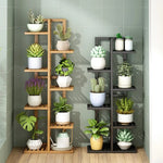 étagère moderne multi niveaux bois naturel pots plantes balcon salon minimalistestyle