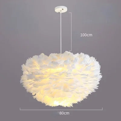 lampe suspendue moderne plumes blanc salon chambre coucher lumière intérieure décoration maison