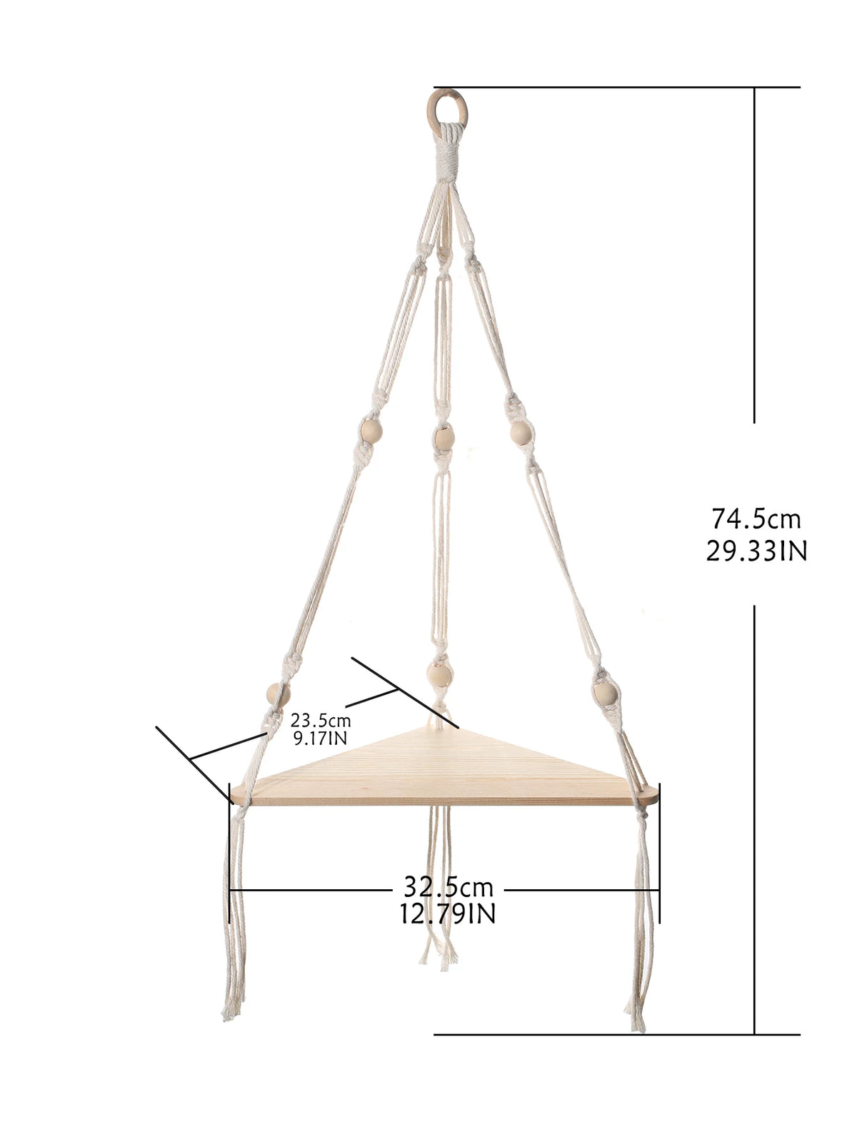étagère suspendue bois macramé boho plante artificielle vase blanc chambre salon bedroom livingroom