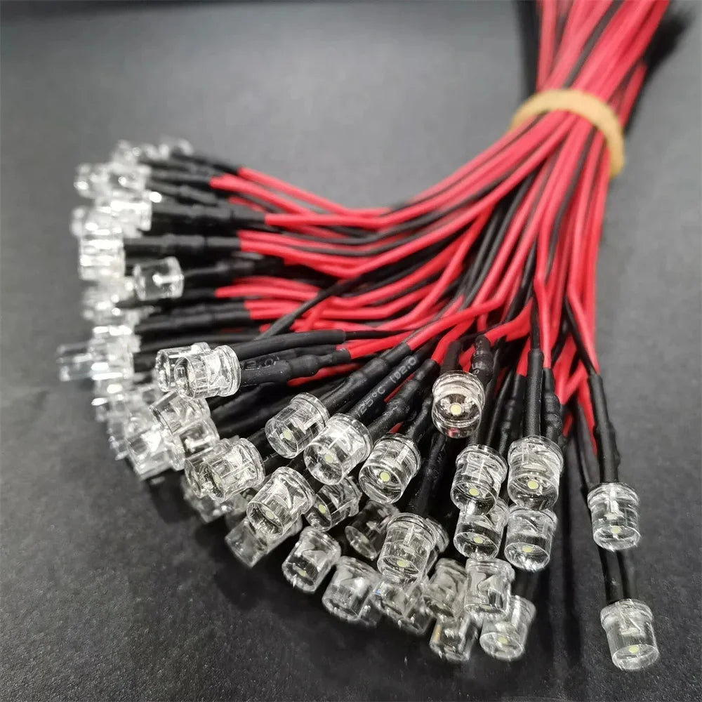 diode led plate transparente pré câblée rouge bleu vert jaune blanc rose uv rgb
