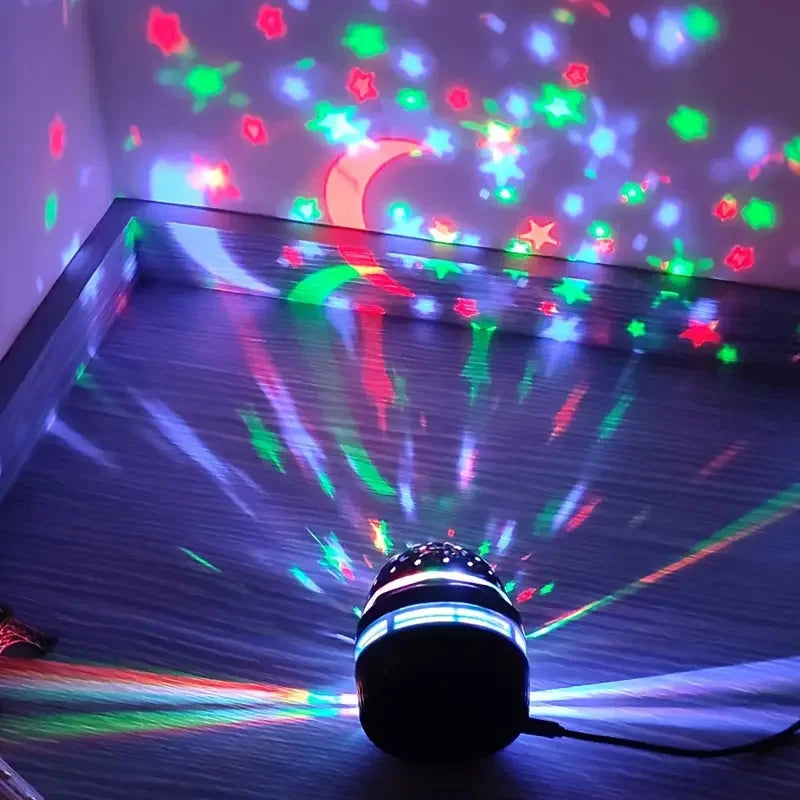 projecteur étoiles led multicolore veilleuse moderne chambre décoration lune étoiles géométrique noir bleu ambiance