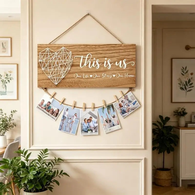 panneau décoratif mural rustique moderne bois naturel blanc gravure ajustable pince boisSuspension corde chanvre