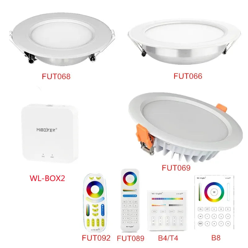 Spot LED moderne blanc récepteur contrôle étanche 6w 12w 15w wifi