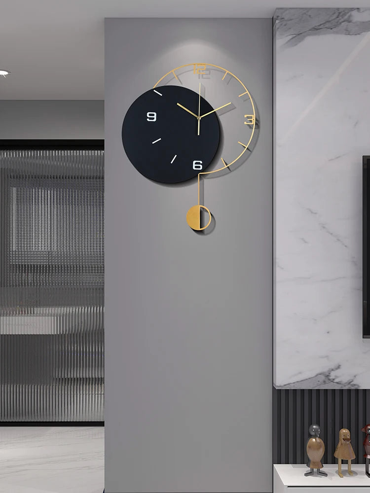 Horloge murale design métal noir 50 cm vue de face