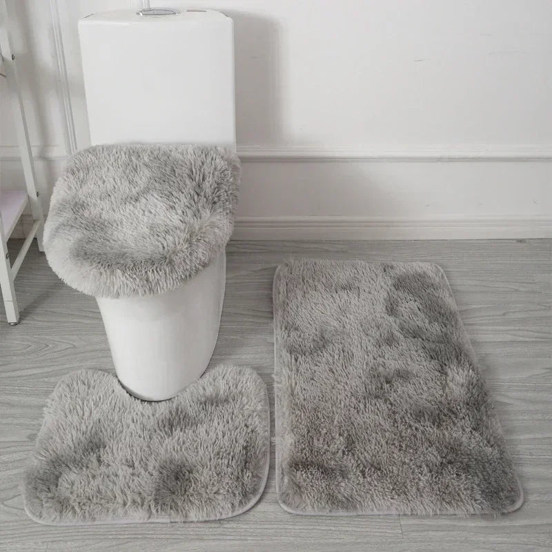 ensemble tapis salle bain pièces beige clair peluche douce antidérapant moderne absorbant