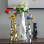 vase moderne résine or blanc argent vis fixé table ornement déco maison