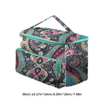 Sac rangement laine moderne noir rouge fleurs poignée amovible crochet pelotes mesures pratique