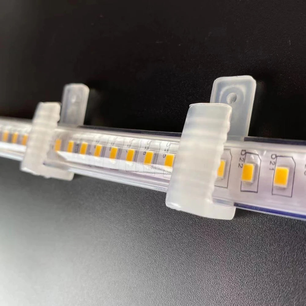 ruban led flexible transparent moderne clips fixation 12v 24v rgb éclairage intérieur