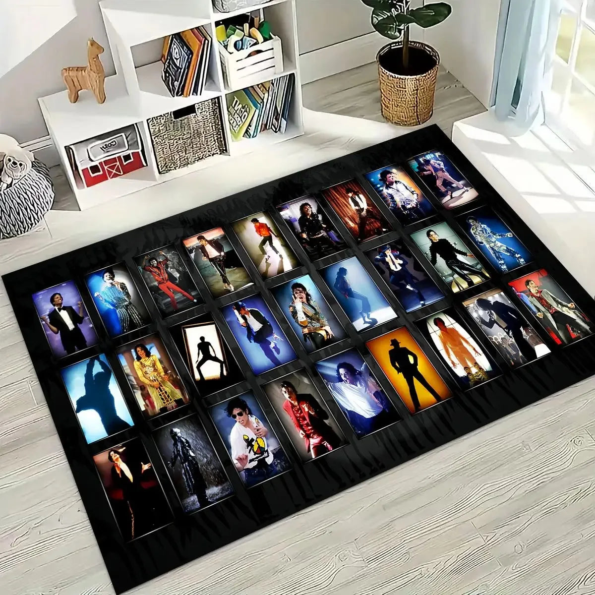 tapis salon chambre décoratif michael jackson king of pop noir blanc photo collage moderne