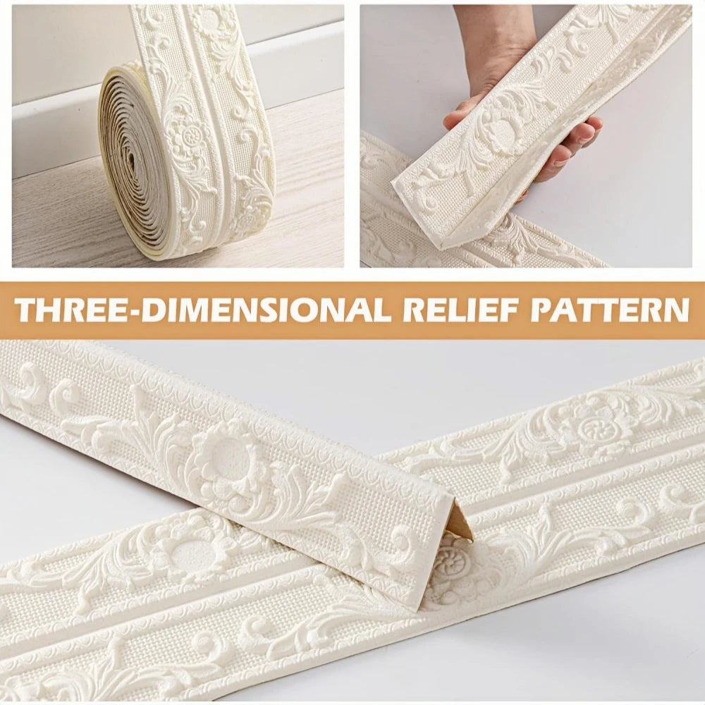 ruban decoratif autoadhesif 3d floral blanc classique 2.3m 12cm autoadhesif instructions