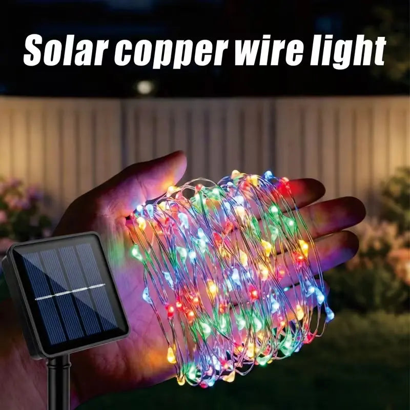 guirlande lumineuse solaire 100 led 12m multicolore moderne extérieure panneau solaire festiveextérieur