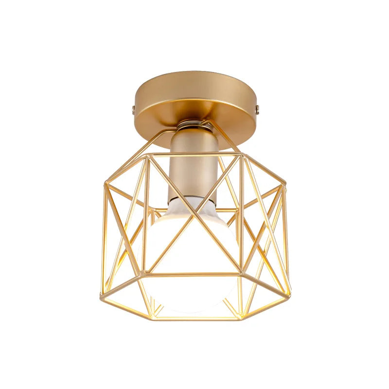 Lampe moderne or noir cage géométrique métal éclairage quotidien led 7w 249 2000lm